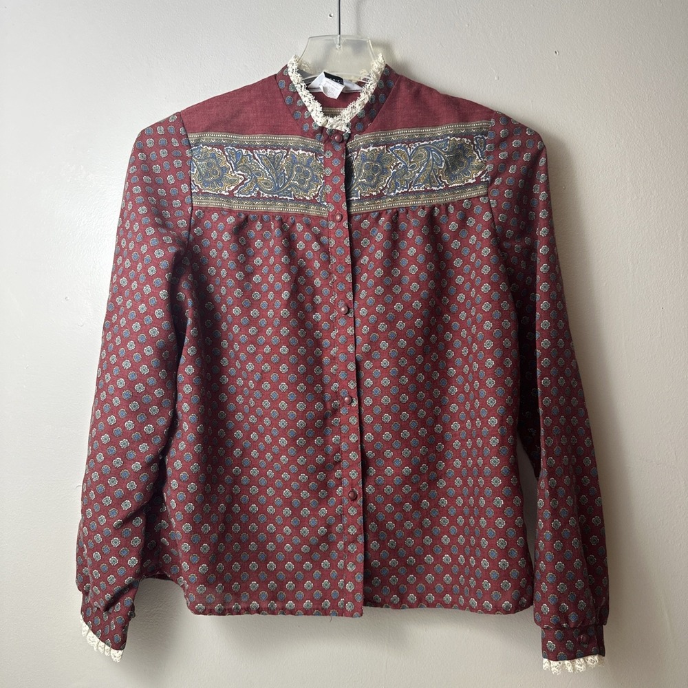 Vintage Peddlers 80s Shirt Button Front Western wear Cottagecore  size 13/14